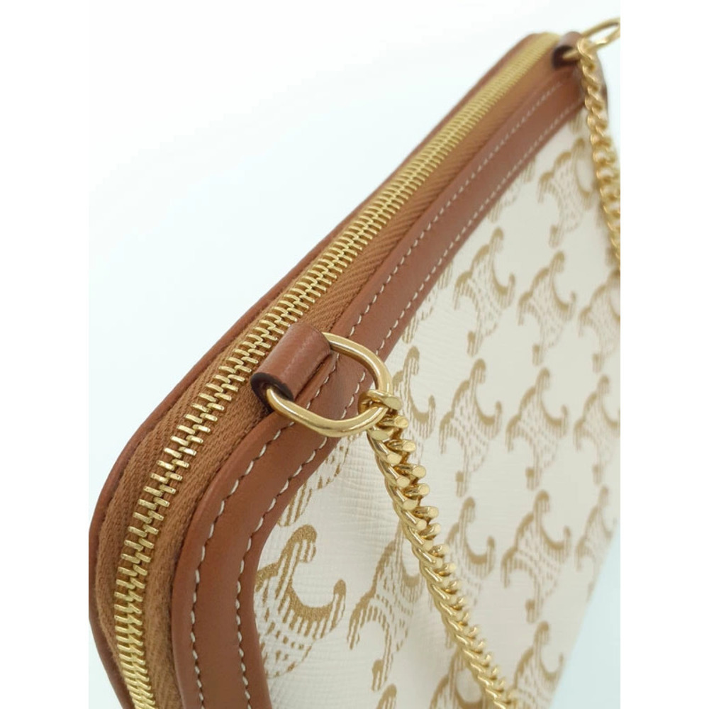 Celine Triomphe Canvas Chain Clutch Shoulder Bag - Picture 6 of 9